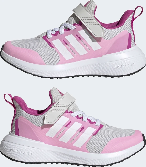 adidas Fortarun 2.0 Cloudfoam Elastic Lace Top Strap grey one/cloud white/beam pink (Junior)