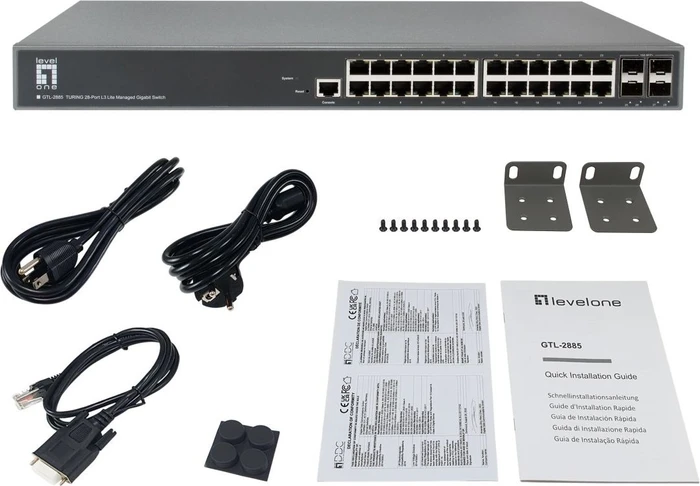 LevelOne GTL Turing Rackmount Gigabit Managed Switch, 24x RJ-45, 4x SFP+