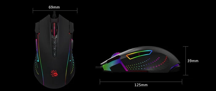 A4Tech Bloody J90S 2-Fire RGB Animation Gaming Mouse schwarz, USB