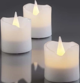 Hellum Kerze 4.2cm weiß LED warmweiß, 6 Stück