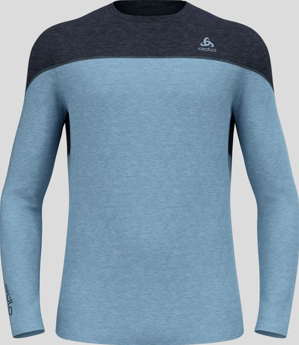 Odlo Revelstoke Performance Wool Warm Baselayer Funktionsshirt langarm black/provincial blue melange (Herren)