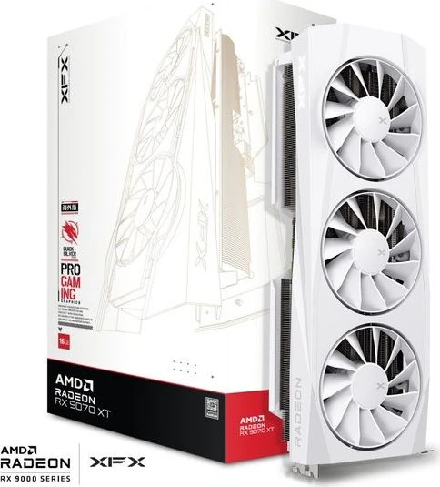 XFX Quicksilver Radeon RX 9070 XT White Gaming Edition, 16GB GDDR6, HDMI, 3x DP