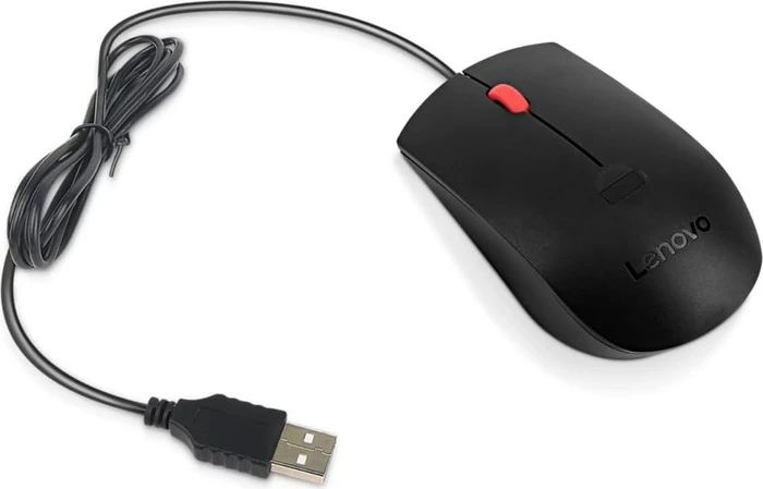 Lenovo Fingerprint Biometric Mouse Gen2, schwarz/rot, USB