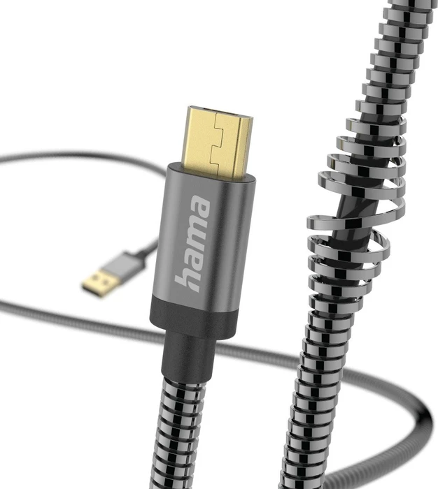 Hama Ladekabel Metall USB-A/Micro-USB 1.5m Metallmantel anthrazit