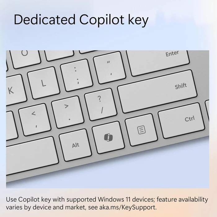 Microsoft Surface Keyboard 2nd Edition, silber/grau, mit Copilot-Taste, Bluetooth, ES