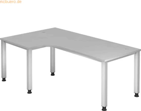 Hammerbacher Ergonomic Plus Q-Serie VQS82/5 Eckschreibtisch 200x120cm grau/silber