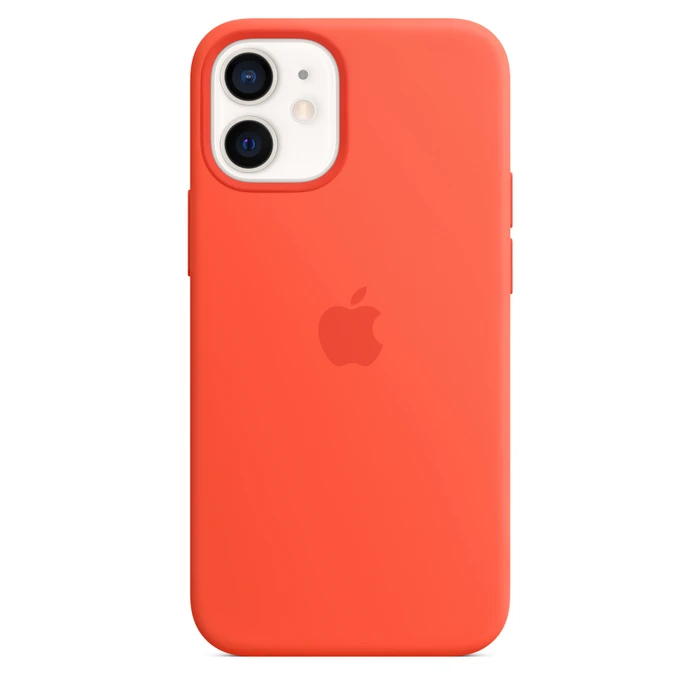 Apple Silikon Case mit MagSafe für iPhone 12 Mini leuchtorange