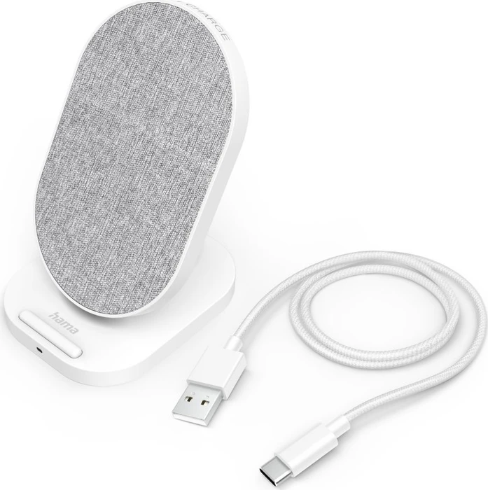 Hama Wireless Charger QI-FC10S-Fab 10W kabellose Smartphone-Ladestation weiß