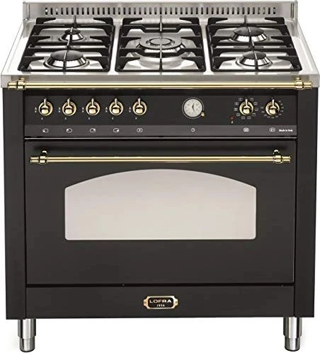 Lofra DOLCEVITA 90 RNMG96MFT/Ci Elektroherd mit Gas-Kochfeld messing finish