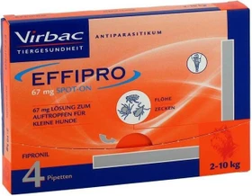 Virbac EFFIPRO Spot-On Antiparasitikum für kleine Hunde Pipetten, 4 Stück