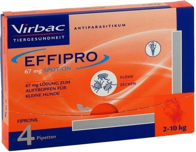 Virbac EFFIPRO Spot-On Antiparasitikum für kleine Hunde Pipetten, 4 Stück