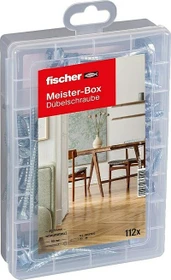 fischer Meister-Box Dübelschrauben Schrauben-Sortiment inkl. Werkzeugbox, 112 Stück