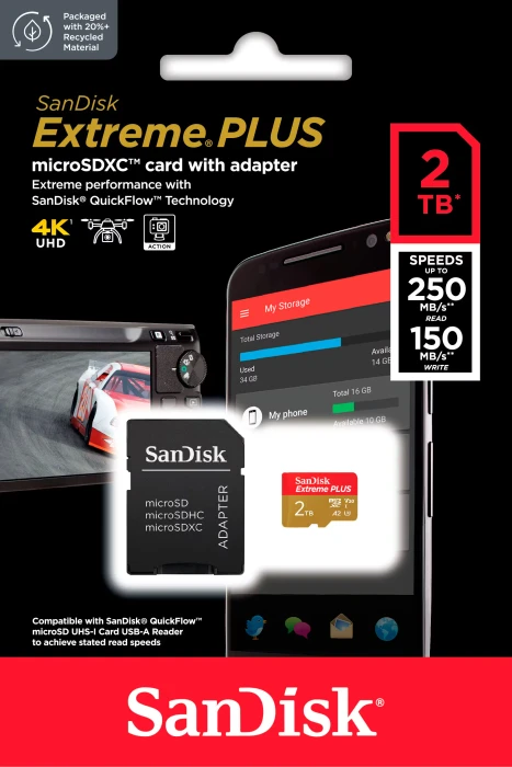 SanDisk Extreme PLUS R190 2TB Kit, UHS-I U3, A2, Class 10