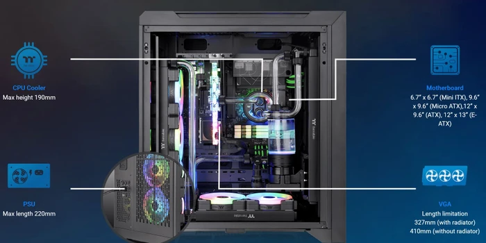 Thermaltake CTE C700 TG ARGB, schwarz, Glasfenster