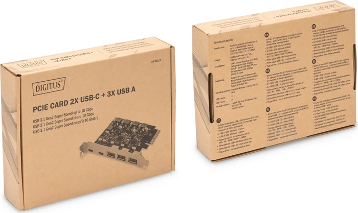 Digitus 2x USB-C 3.1, 3x USB-A 3.1, PCIe 2.0 x4