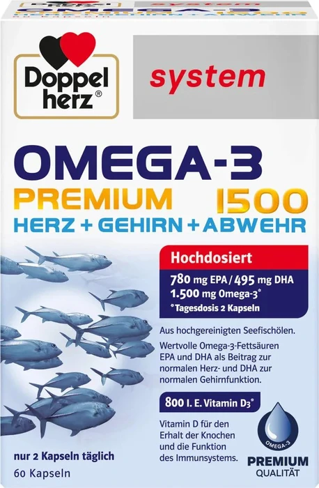 Doppelherz Omega-3 Premium 1500 Kapseln, 60 Stück