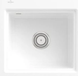 Villeroy & Boch Subway Style 50 S Flat flächenbündige Spüle Einbau Becken mittig mit Handbedienung snow white inkl. Abtropfgitter anthrazit