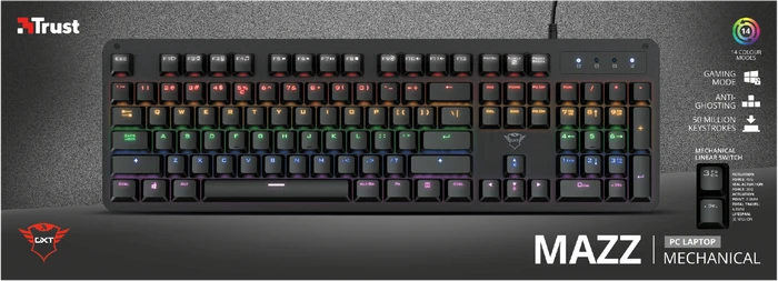 Trust Gaming GXT 863 Mazz Mechanical Keyboard, Outemu Red, USB, DE
