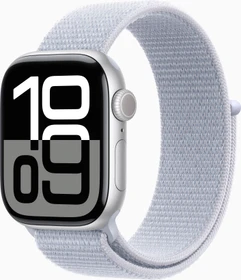 Apple Watch Series 10 (GPS) 42mm Aluminium silber mit Sport Loop Blaue Wolke