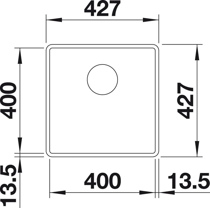 Blanco Subline 400-F Einbau Becken mittig mit Ablauffernbedienung alumetallic