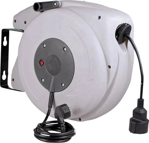 as-Schwabe Automatischer Kabelaufroller, Gerätetrommel, Schuko auf 1x Schuko, 15m, IP20, 3G1,5