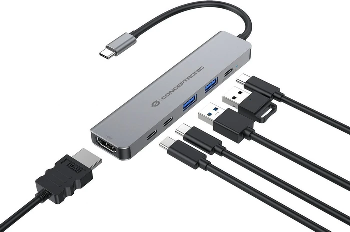 Conceptronic DONN33G 6-in-1 Dockingstation, USB-C 3.0 [Stecker]