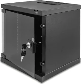 DeLOCK 10" Netzwerkschrank 6HE, mit Glastür, Sicherheitsglastür, IP20, schwarz, 330mm tief