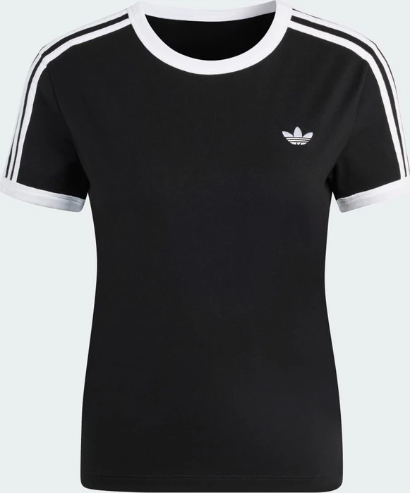 adidas 3-Streifen Slim T-Shirt kurzarm schwarz/weiß (Damen)