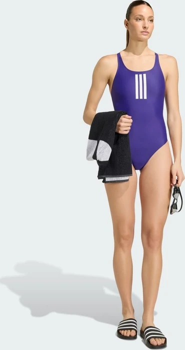 adidas 3-Streifen V-Back Badeanzug collegiate purple/white (Damen)