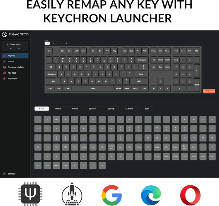 Keychron K10 Max, schwarz/grau, LEDs weiß, Keychron Super BANANA, USB/Bluetooth, UK