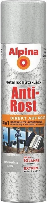 Alpina Farben Sprühmetallschutz-Lack Hammerschlag außen silber, 400ml