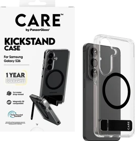 PanzerGlass Care Urban Explorer Case Transparent w. Black Kickstand & Qi für Samsung Galaxy S26