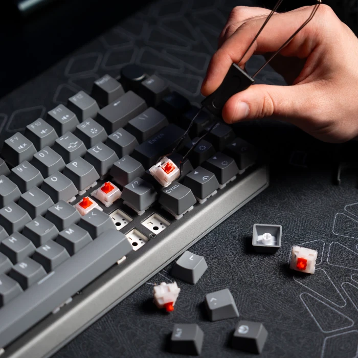 Endorfy Thock V2 75%, PBT, grau, LEDs RGB, hot-swap, Endorfy RED, USB, US