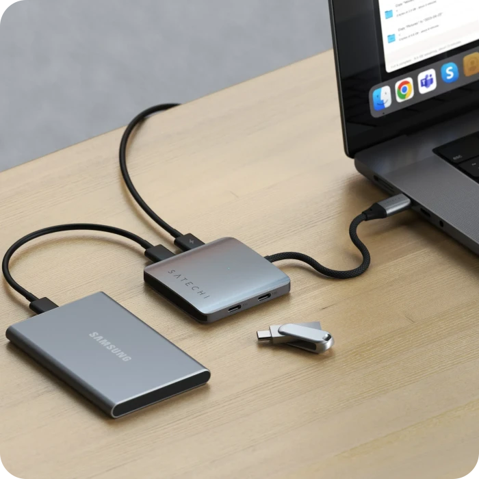 Satechi 4-Port USB-C Hub with Power Delivery, Space Grey, USB-C 3.1 [Stecker]