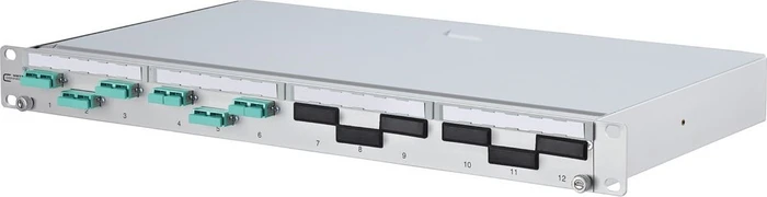 Metz Connect OpDAT PA splice LWL-Patchpanel SC-D Kupplungen, OM3 aqua, 6-Port, 1HE, 1HE