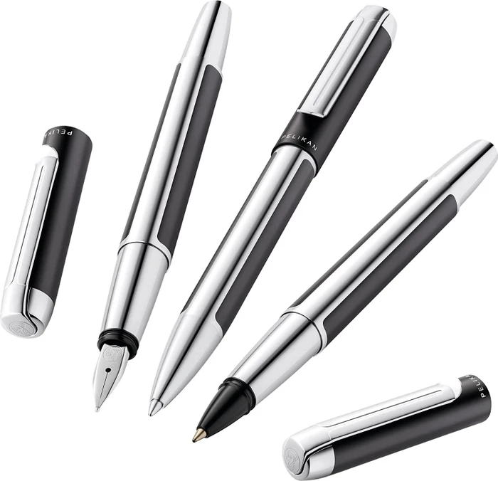 Pelikan Pura P40 dunkelgrau/silber, rechte Hand, breit, Geschenkbox