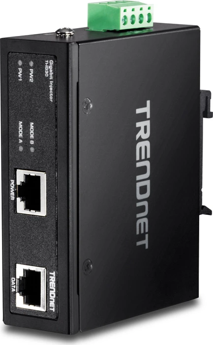 TRENDnet Industrial Railmount Gigabit PoE-Injektor, 2x RJ-45, 30W PoE+