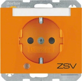 Berker K.5 Steckdose SCHUKO mit Aufdruck "ZSV", orange glänzend