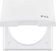 Berker Integro FLOW Rahmen 1fach mit Aufdruck "IP44" und Klappdeckel, polarweiß glänzend