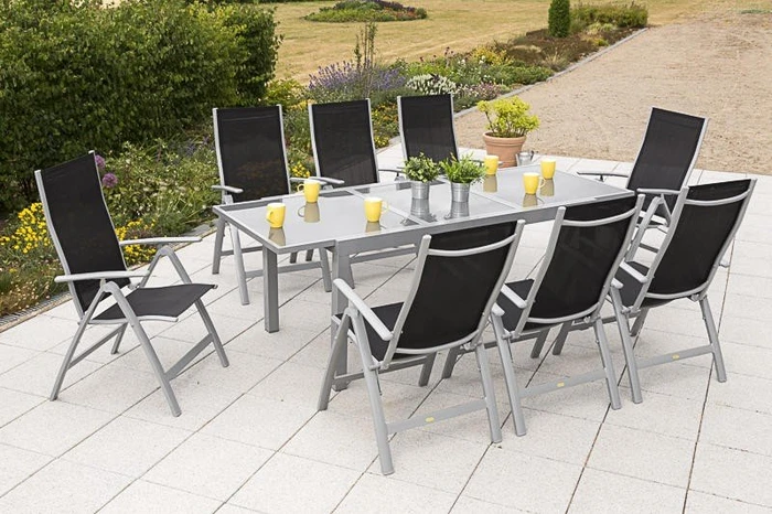 Merxx Carrara Gartenmöbel-Set schwarz, 9-tlg. (50316-219)