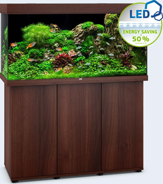 Juwel Rio 350 LED Aquarium-Set mit Unterschrank, dunkles Holz/dunkles Holz, 350l