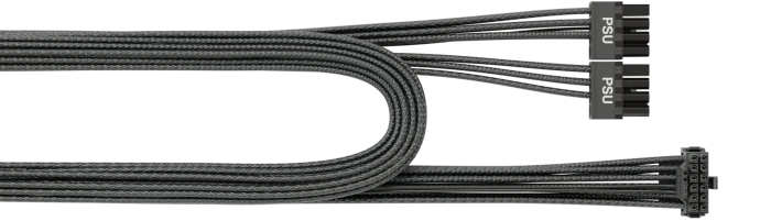 Seasonic 12VHPWR Cable, 600W PCIe 5.0 12VHPWR, 2x 8-Pin PCIe Stecker auf 16-Pin PCIe 5.0 12VHPWR Stecker, Adapterkabel, schwarz, 90° gewinkelt, 75cm