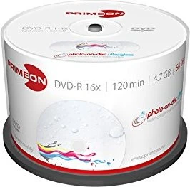 Primeon photo-on-disc ultragloss DVD-R 4.7GB, 16x, 50er Spindel, printable