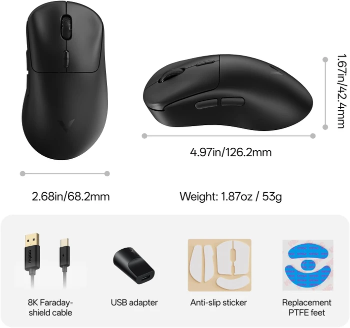 Rapoo VT3 Gen-2 8K Wireless Gaming Mouse schwarz, USB