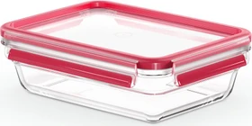 Emsa Clip&Close Glas rechteckig Aufbewahrungsbehälter 1.1l rot