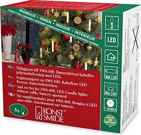 Konstsmide Christbaumkerzen Erweiterungs-Set LED 5x warmweiß, 5 Stück
