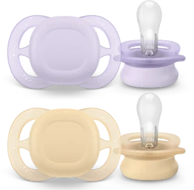 Philips Avent SCF075/01 ultra start Beruhigungsschnuller, 0-2M, Silikon, orange/violett, 2 Stück