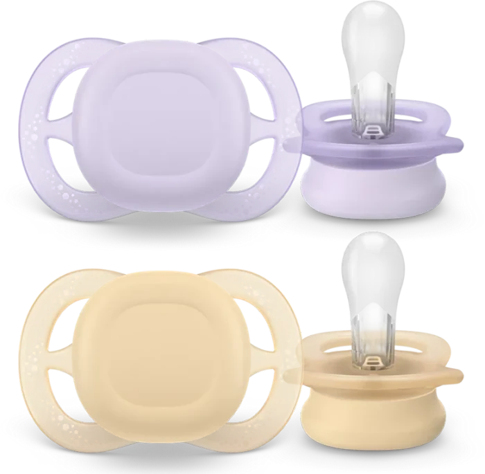 Philips Avent SCF075/01 ultra start Beruhigungsschnuller, 0-2M, Silikon, orange/violett, 2 Stück
