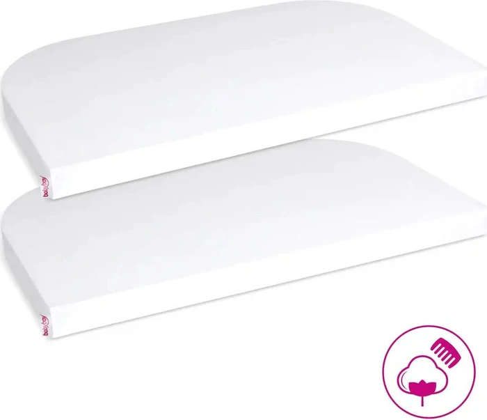 Babybay Jersey-Spannbezug Spannleintuch Maxi/Boxspring/Trend weiß, 2 Stück