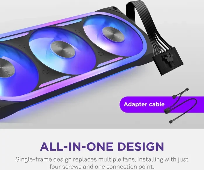 NZXT F Series F360U Ultra RGB Single-Frame Fan Unit, weiß, LED-Steuerung, 3x 120mm